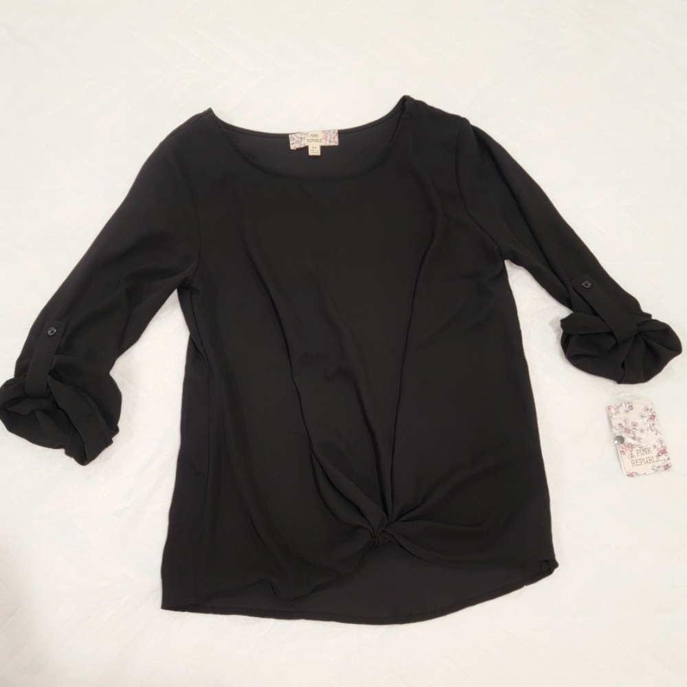 XS Black Semi-Sheer Women's Top